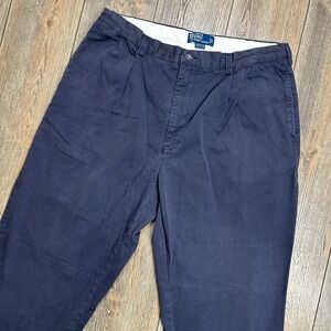 Polo Ralph Lauren Hammond Pants Mens Navy Pleated Cuffed Chino 34x30